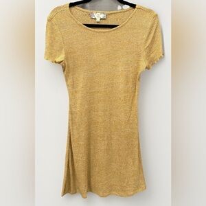 NWT Pink Rose Vintage Marigold T Shirt Mini Dress Large fit Flare Stretch Gold